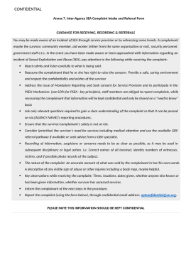 Annex 7. PSEA Complaint Intake Form Eng ملحق 7. نمـــــوذج استمـــــارة الشكـــــاوى