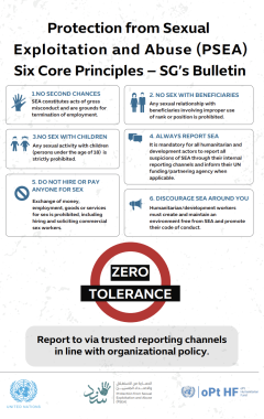 Protection from Sexual Exploitation and Abuse (PSEA) Six Core Principles – SG’s Bu